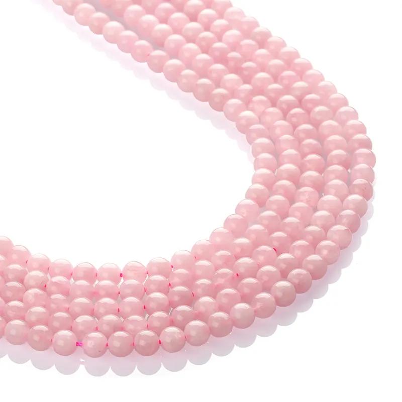 Venta al por mayor natural grado rosa de piedras preciosas de cristal perlas de 8mm de piedra de cuarzo rosa granos