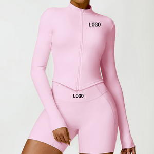 Custom Logo Breathable Sports Top Fitness Zipper Stand-up Collar Long Sleeve Yoga Tops Womens Running Coat Workout Jacket