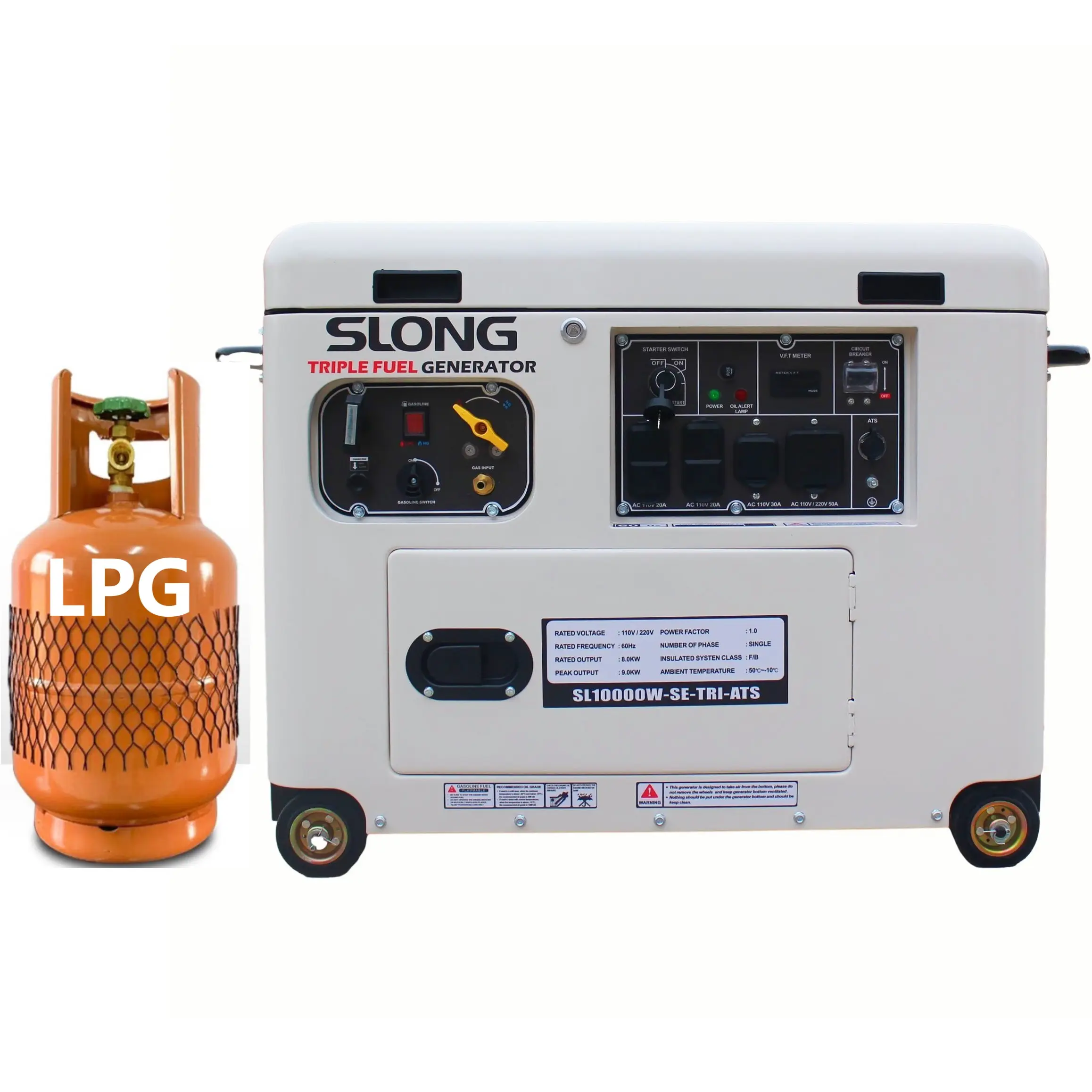 SLONG 8000 W Tri-Fuel-Generator Benzin-Generator Erdgas-LPG-Stromerzeuger
