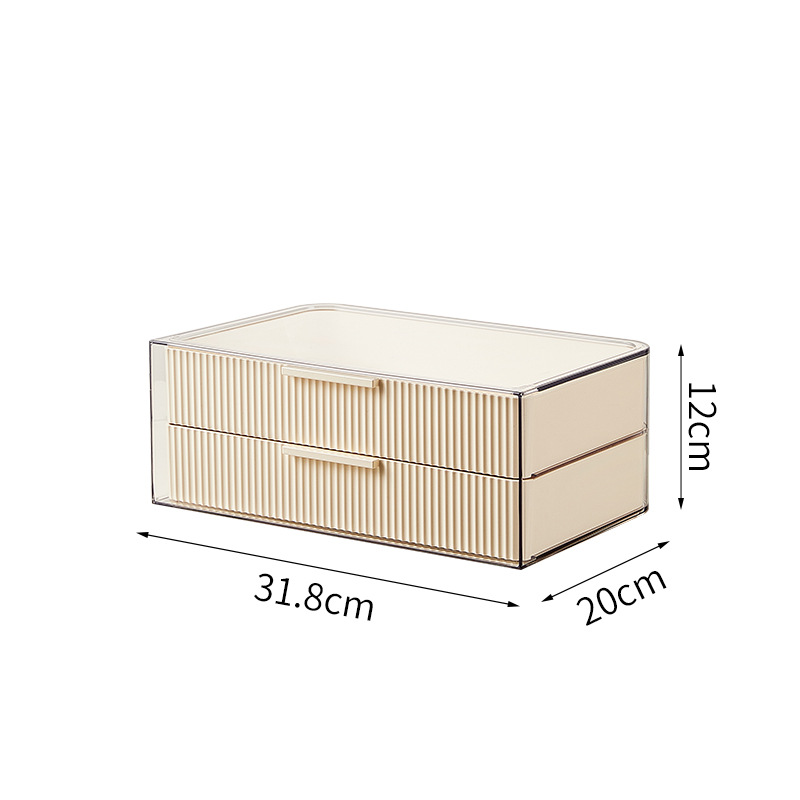 Two-drawer storage cabinet (cream color)