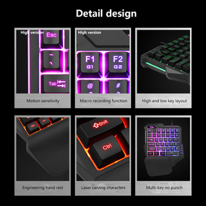 Teclado de una sola mano G30 para juego de teléfono móvil, periféricos de ordenador con ratón y luz de fondo colorida, combo de ratón - Product Image 4