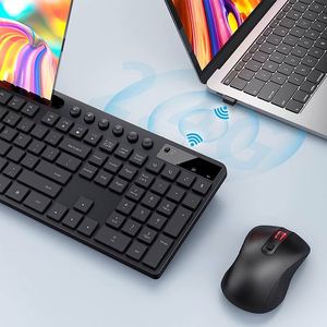 Combo de teclado y ratón inalámbricos de tamaño completo de gran venta 2,4G Teclado de computadora inalámbrico ergonómico con soporte para tableta de teléfono - Product Image 3