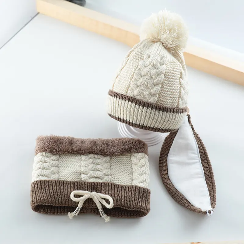 Set d'écharpe tricotée style renard pour enfant, garçon et fille, nouveau design animaux chauds, idéal pour l'hiver, 2020