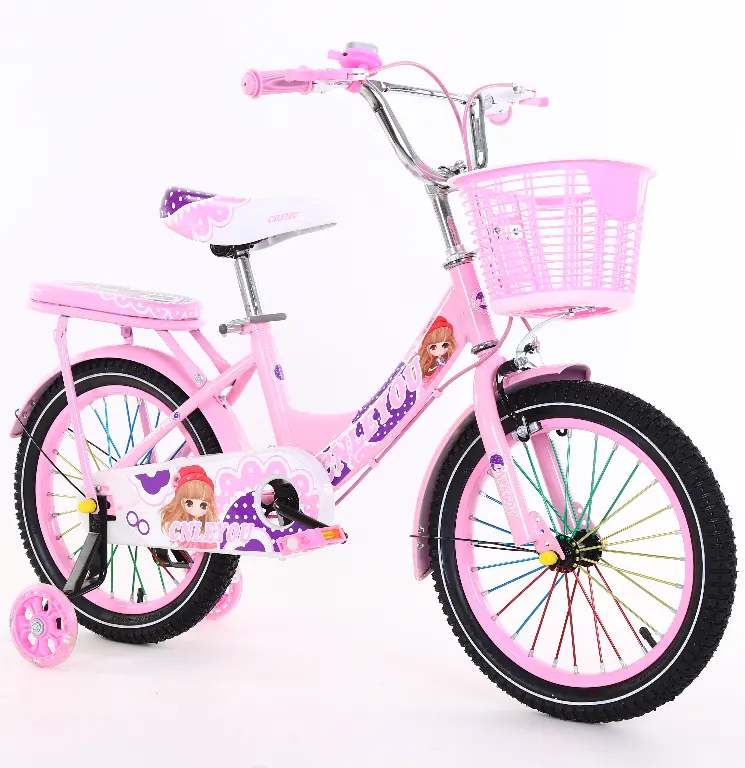 Bicicleta rosa de alta calidad para niños, bonita bicicleta de bebé con rueda de radios, precio directo de fábrica, nueva