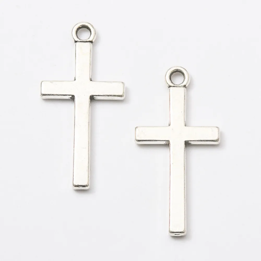 Mini croce con ciondolo in argento placcato argento antico 27*13mm per gioielli religiosi