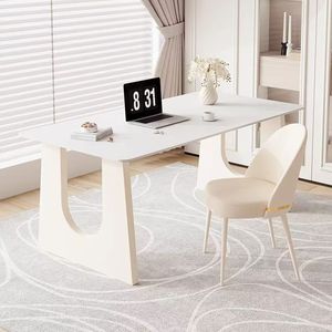Light Luxury Contemporary Style Senior Metal Office <strong>Desk</strong> Cream Rock Board <strong>Simple</strong> <strong>Computer</strong> <strong>Desk</strong> with Extendable Feature Made Iron - Product Image 3