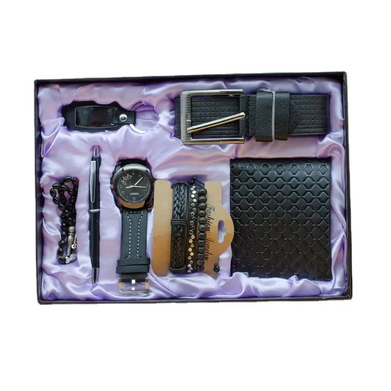 Regalo promozionale nuovo popolare orologio da uomo Set regalo cintura portafoglio portachiavi cintura orologio Multi categoria festa del papà regali