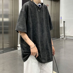 男士厂家纯色复古彩色时尚t恤新款酸洗宽松夏季合身服装街头穿t恤