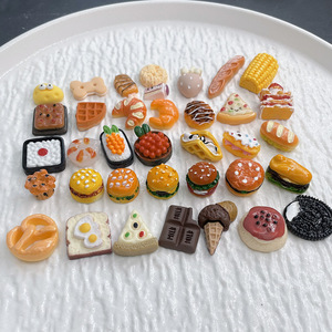 マナハンブルクアイスクリームホットドッグ樹脂フラットバックカボションチャームDIY電話ケース食品樹脂チャーム装飾用DIY