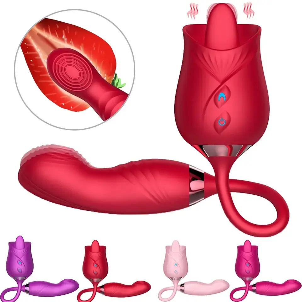 3 en 1 Rose Sexy Toys para mujeres Adult Sex Rose Vibrator con 10 Vibrating Licking Jerking Rose Sex Toys Clitoral para mujeres