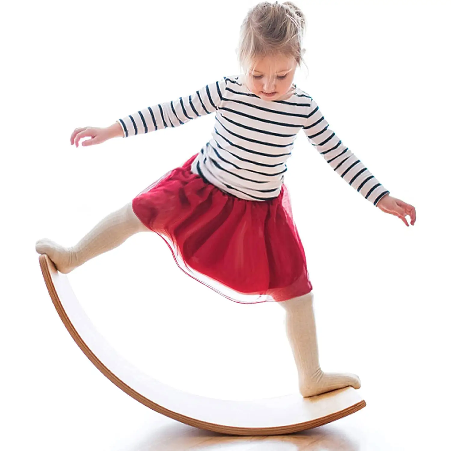 Montessori อุปกรณ์ช่วยสอนเด็ก,ฟิตเนสโยกเยก Curvy ของเล่นเพื่อการศึกษาเล่นโยคะของเล่นกระดานฝึกความสมดุลของไม้