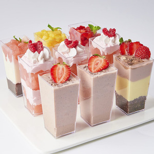 使い捨てプラスチックカップ90ml3ozスクエアラウンドムースカップバフィカップケーキデザートサラダ