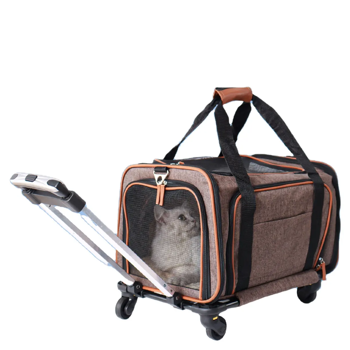 बिल्लियों, कुत्तों, बिल्ली के बच्चे, पिल्लों के बैग के लिए पहियों के साथ ट्रॉली पालतू वाहक प्रीमियम एयरलाइन स्वीकृत पालतू वाहक