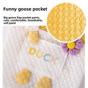 Pakaian hewan peliharaan anjing kucing ukuran kecil rompi traksi celana saku penutup angsa putih kartun lucu untuk musim semi musim panas gratis poliester - Product Image 4