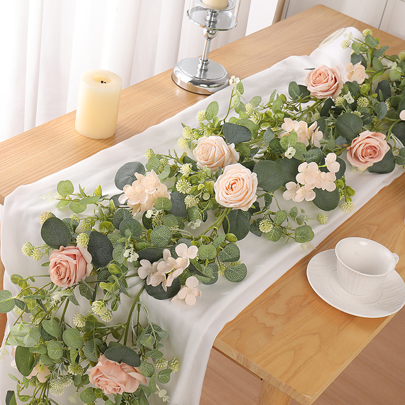 Soft rattan 17m-money leaf light coffee rose hydrangea