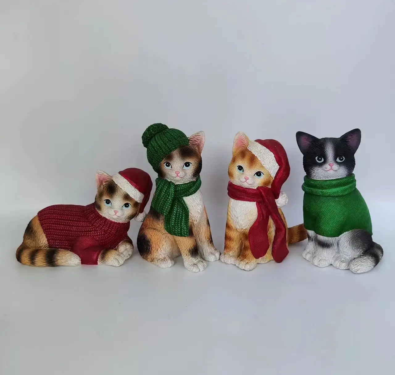 4 Sortes Mignonnes Mode Art Réaliste Animaux Figurines Chat Résine Artisanat Décoration Maison Cadeaux