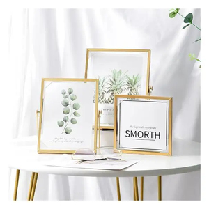 Metal Photo <strong>Frame</strong> Collection Simple Metal Geometric Picture <strong>Frame</strong> With Glass Cover Gold Metal Floating Picture <strong>Frame</strong> - Product Image 1