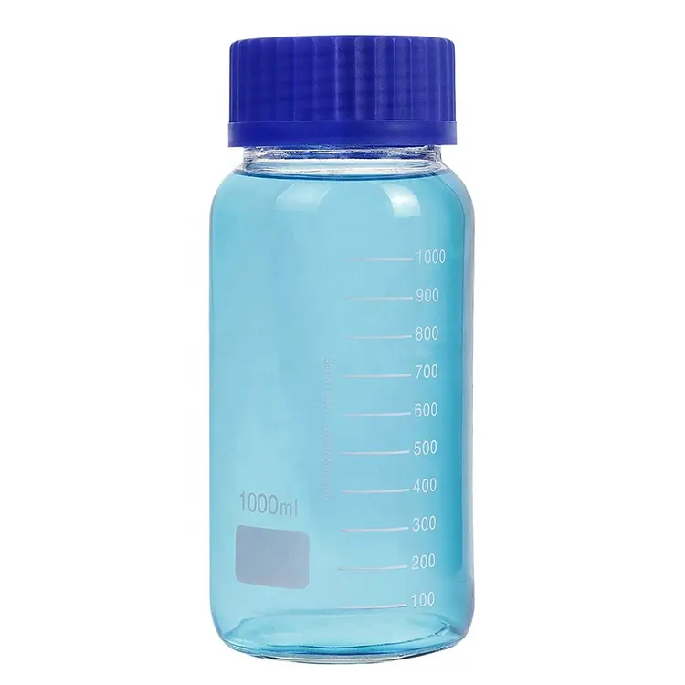 1000ml Laboratory Wide Mouth Reagent Sample Bottles 1 Liter Glass Media Storage Reagent Bottle
