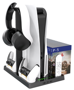 2024 <strong>New</strong> Cooling Stand for PlayStation 5 Video Games Console Charging Station with Remote <strong>Controls</strong> and Gamepads Accessory - Product Image 1