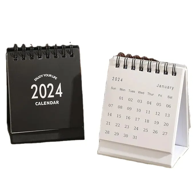 Mini-Bureaukalender 2024, Loopt Vanaf Nu Tot Dec 2024 Kleine Desktop Kalender-Staande Maandelijkse Bureaukalender-Dik Papier
