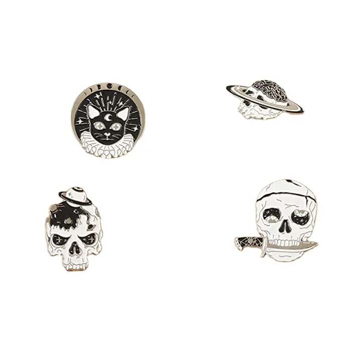 Scheletro gotico teschio strega zucca spilla strega gioielli Halloween smalto Pin Punk carino spille per zaini