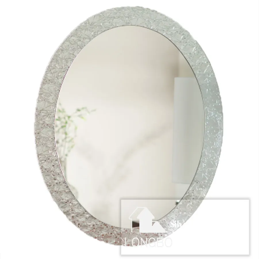 Оптовая продажа на заказ, серебряное зеркало для ванной в хромированной рамке, богато украшенное цветное серебряное зеркало