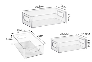QM Stackable Clear Plastic Kitchen Organizer Container Set 6 Refrigerator Organizer <strong>Bins</strong> with Handles PET Material for <strong>Packing</strong> - Product Image 2