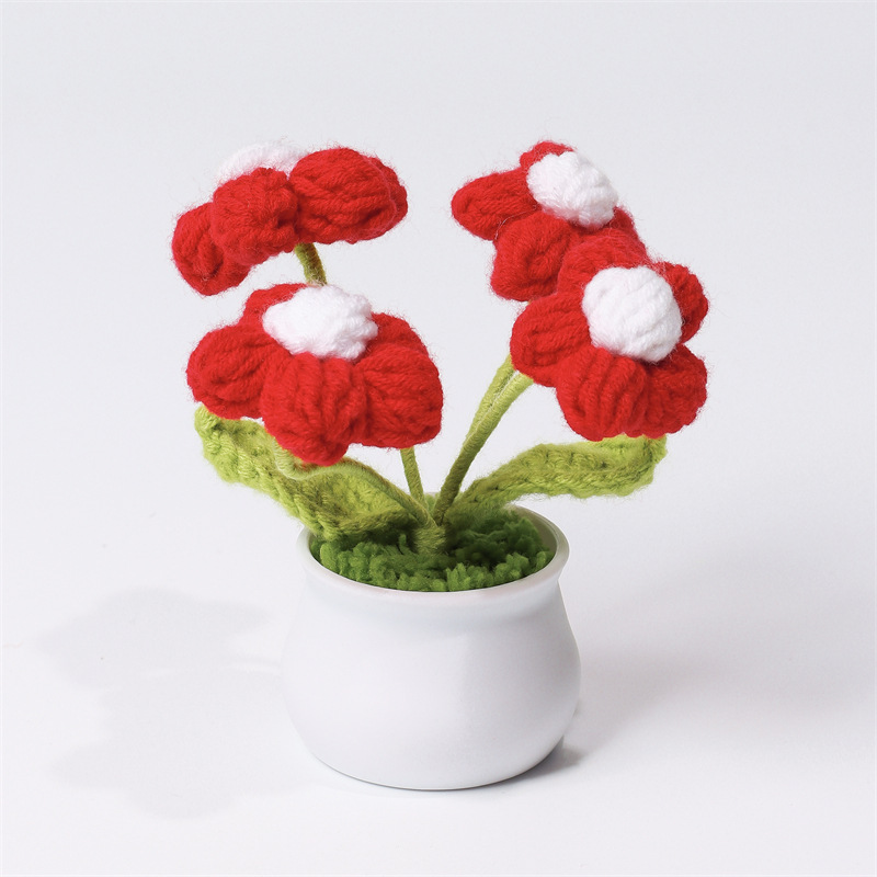 4 pieces puff flower red