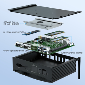 ミニHYSTOUファンレスPC10thプロセッサーIntel100HD DP RS232 RS485 Com USB Win 10/11デスクトップコンピューター - Product Image 3