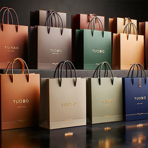 Tùy chỉnh sang trọng có thể tái chế Quà Tặng mua sắm túi giấy bao bì cho doanh nghiệp nhỏ logo của riêng bạn in - Product Image 1