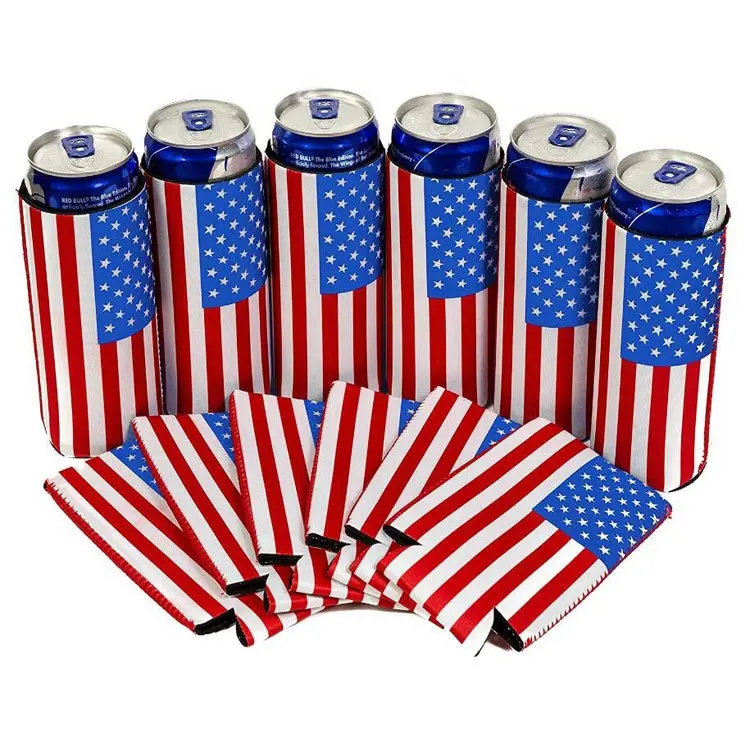 Hot Sale Neopren Ärmel Amerika Flagge kann Glas Gas Wasser beutel Kühler Wein Bierflasche Abdeckung