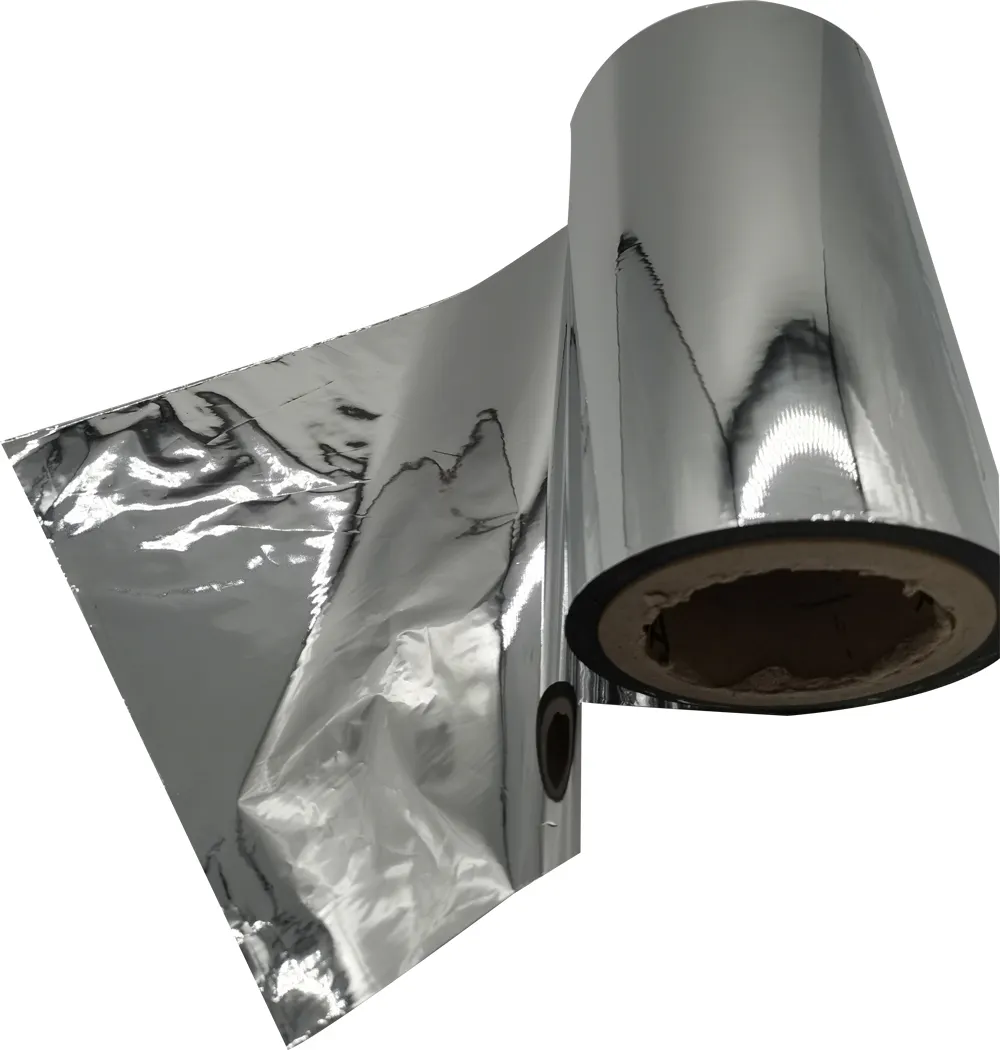 Rouleau de film polyester métallisé par placage d'aluminium sous vide à deux côtés, 6 um