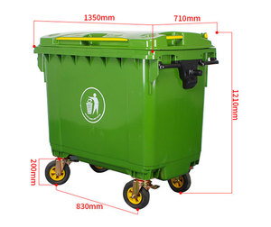 Manufacture Outdoor 660L Dustbin Plastic Classified Heavy Duty Waste <strong>Bins</strong> 4 Wheels,rolling Cover Type Silk Screen Printing Stack - Product Image 1