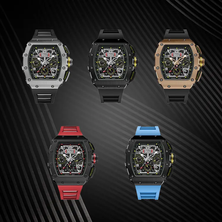 Классические часы с видимым движением Chronographe Hommes, автоматические винтажные мужские наручные механические часы