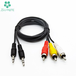 工厂定制直角立体声到RCA公电缆AUX AV视频音频电缆RCA - Product Image 3