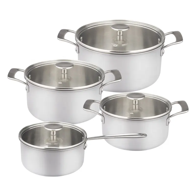 高品質の三重ステンレス鋼調理鍋セットキッチン鍋とフライパン白い絵画調理器具セット