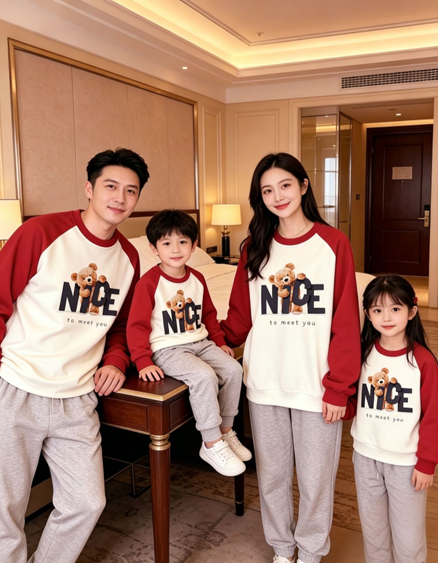 6296 red-and-apricot spring/autumn sweatshirt