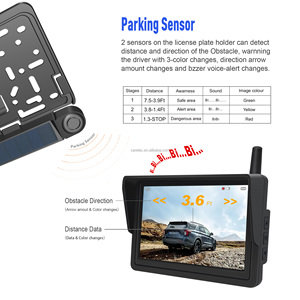 Sunway EU License Plate 5 Inch IPS HD Car Monitor Solar Wireless Rear View Camera <strong>Reverse</strong> Parking <strong>Sensor</strong> Car Reversing Aid - Product Image 4