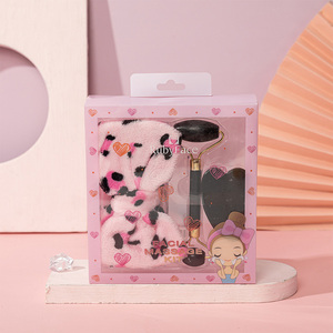 RubyFace kuvars gül yeşim yüz masajı için Set vücut Gua Sha sopa ve Hairband dahil yüz yıkama hediye kutu seti - Product Image 5