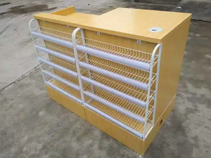 木制收银台设计现代零售柜台超市商店收银台设计 - Product Image 5