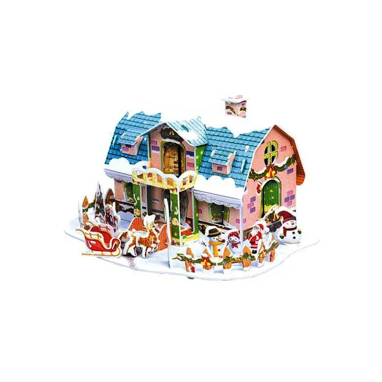 Quebra-cabeça 3d de diy, casa de natal dos sonhos 38 pçs de boa qualidade, quebra-cabeça de papel promocional para crianças