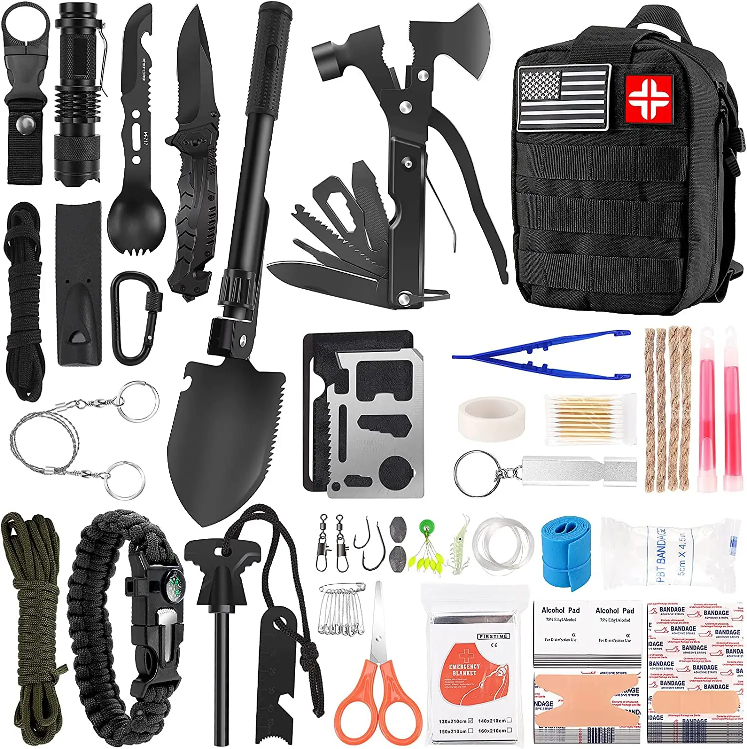 Tas Survival Kecil Kustom Kit 2023 Oem Odm Baru 72 Jam Pertolongan Pertama Survival Kit Alat Tas untuk Bencana Alam