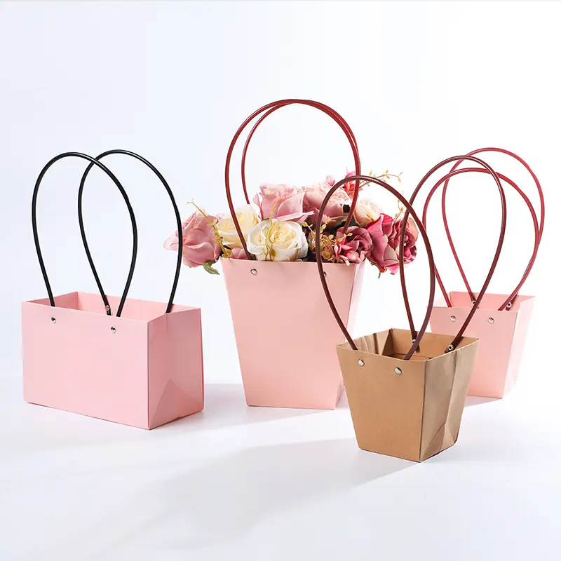Rm caixas de flores para buquês, saco de papel para presente, de rosas, à prova d' água, para flor com alça, suculentas, saco de plantas