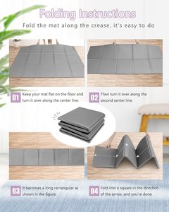 エクストララージ6 'x 4' エクストラワイドノンスリップTPEジムマット折りたたみ式10mm厚ワークアウトヨガピラティスカーディオエクササイズ機器