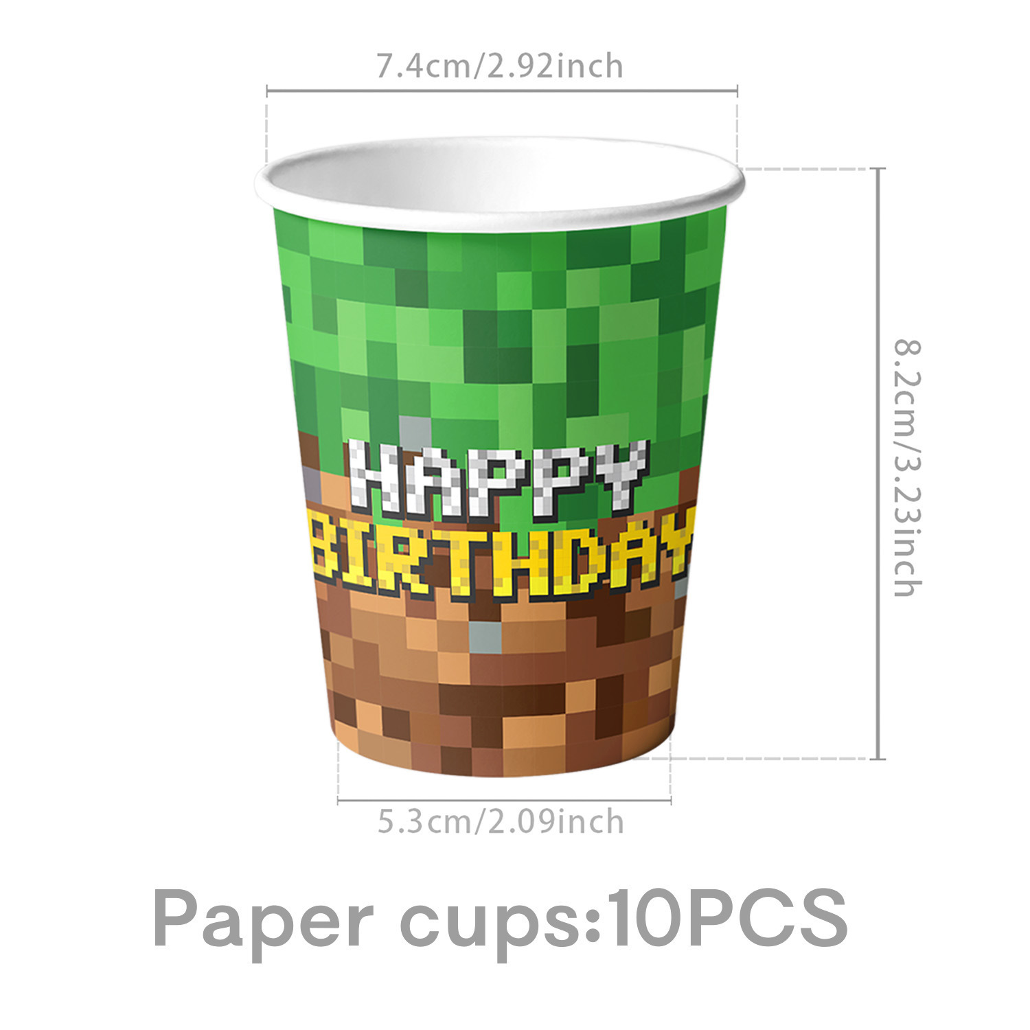 Gobelets en papier vert avec lettrage, paquet de 10