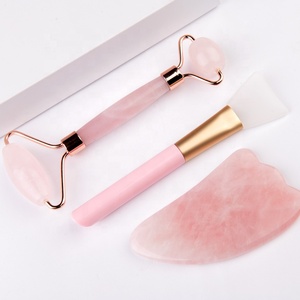 ชุดแปรงนวดหน้าแนวหยกธรรมชาติ Gua Sha 3 In 1,ชุดลูกกลิ้งระบบโรสควอตซ์ - Product Image 4