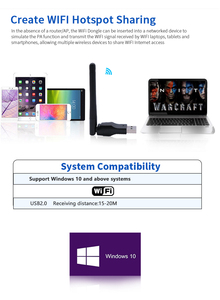 Ricevitore Wifi Dongle 150mbps Usb2.0 adattatore Wifi Wireless schede di rete per il Computer - Product Image 4