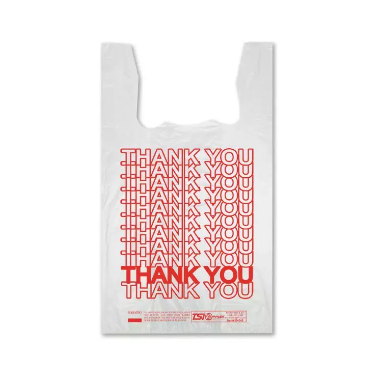 1000 Count Terima Kasih Tas Tas Belanja Dapat Digunakan Kembali 11.5X6.5X21 Tas T-Shirt Plastik untuk Belanja, Restoran