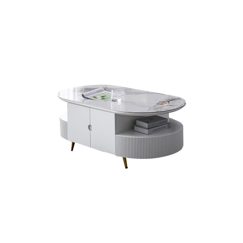 Coffee table (fish belly white glossy stone surface)