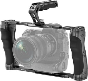 NEEWER Universal <strong>Camera</strong> Cage &amp; Top Handle with 3/8&quot; <strong>ARRI</strong> Locating Pins Kit Video Rig <strong>Camera</strong> Stabilizer with Dual Handgrips - Product Image 1